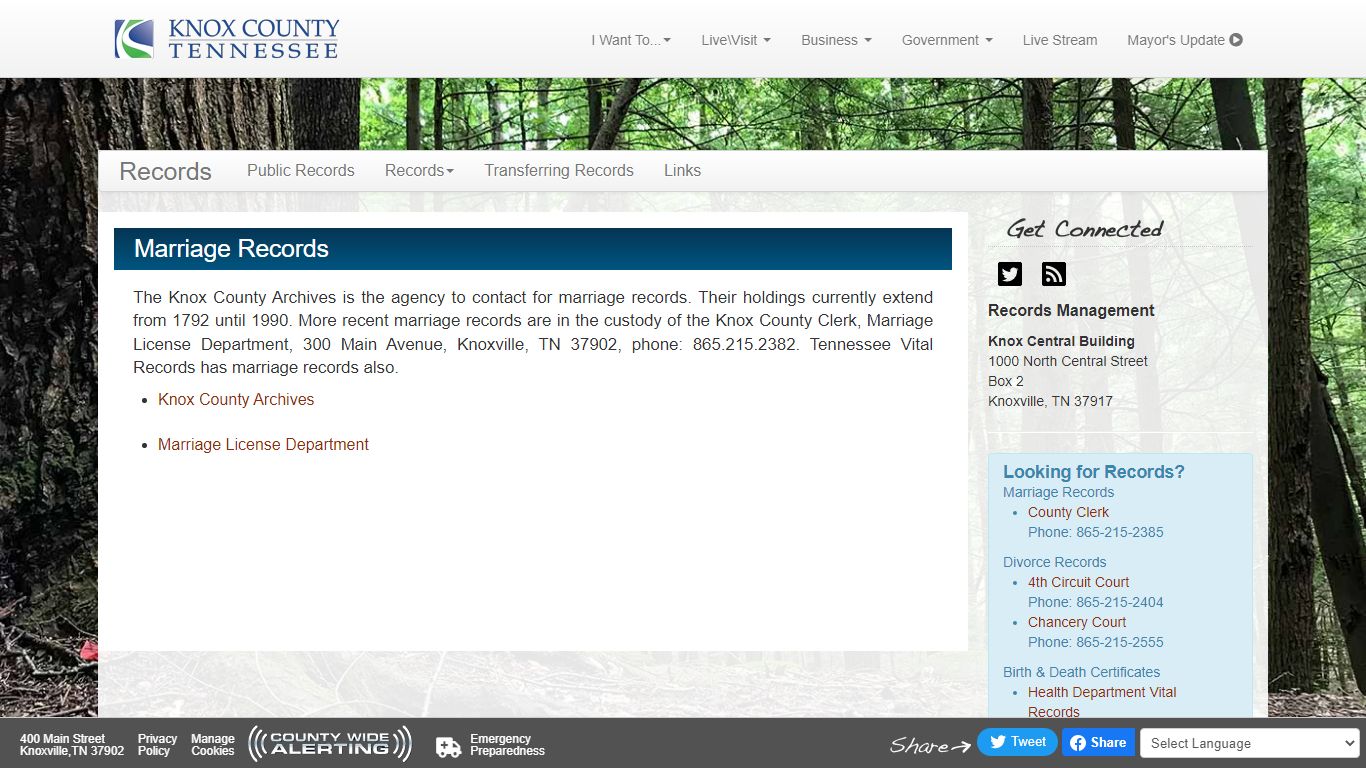 Marriage Records - Knox County Tennessee Government