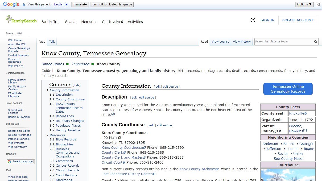 Knox County, Tennessee Genealogy • FamilySearch