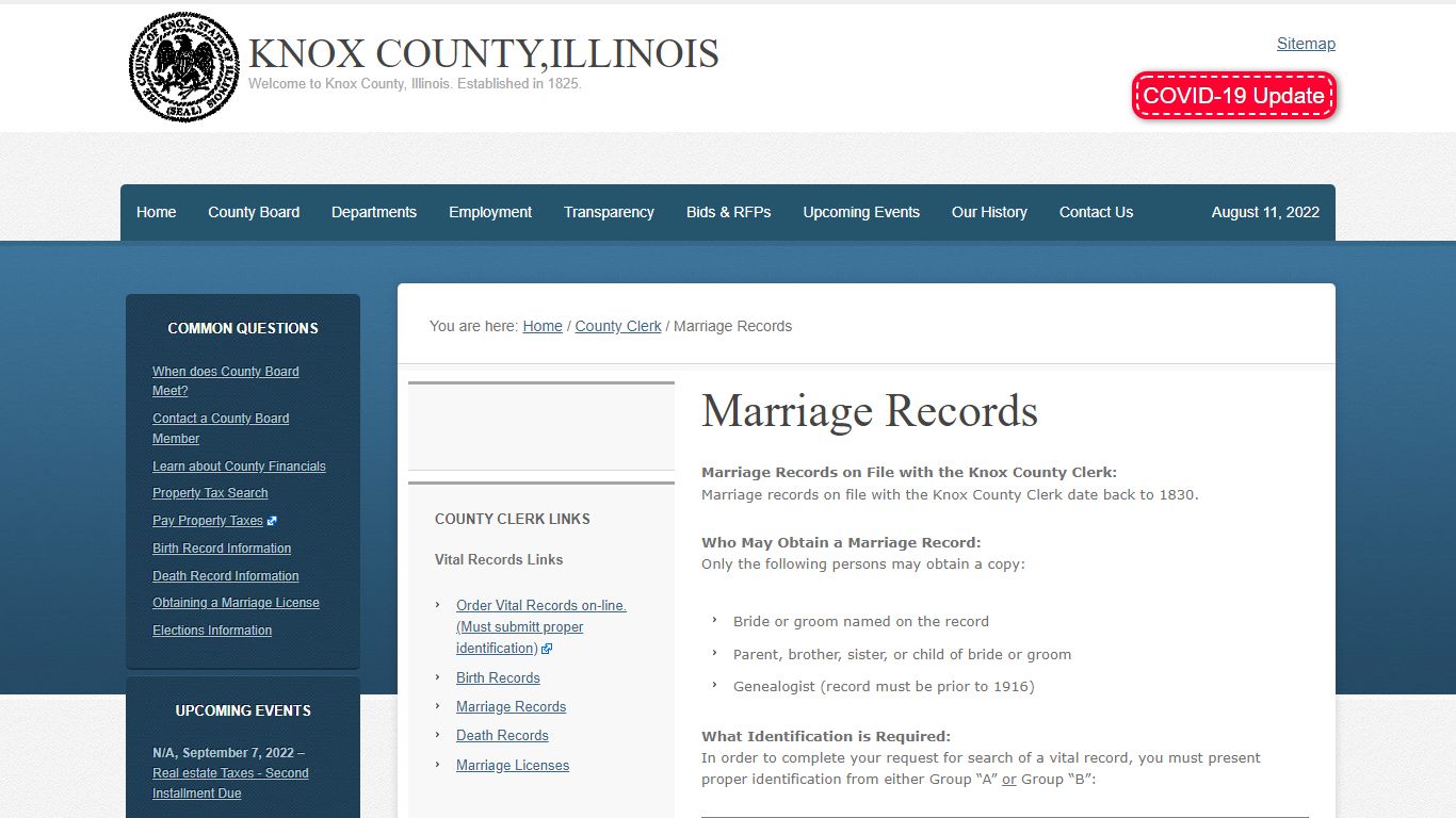 Marriage Records – Knox County,Illinois
